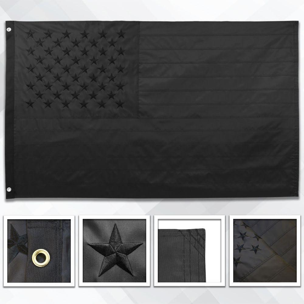 Embroidered All Black American Flag - Flags & Freedom Co.